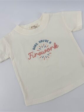 Atlas Grey Baby “Baby You're A Firework” Graphic Tee - Cream